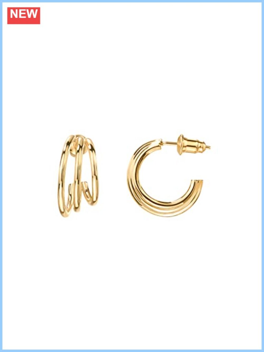 14K Gold Plated Multi Huggie Hoop Earrings 925 Sterling Silver Posts